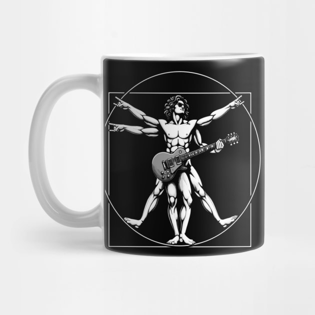 Retro Vitruvian Man Guitar Rock Music Concert Festival Novelty Funny Guitar by KsuAnn